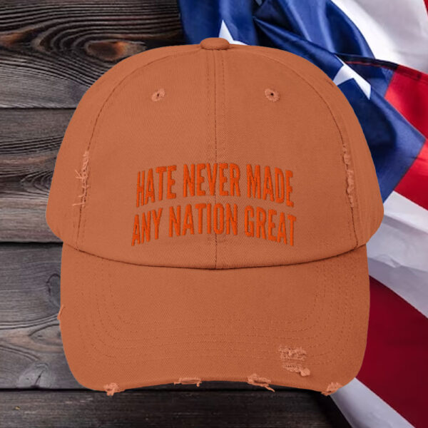 Hate Never Made Any Nation Great Camo Hat, Anti Trump Hat